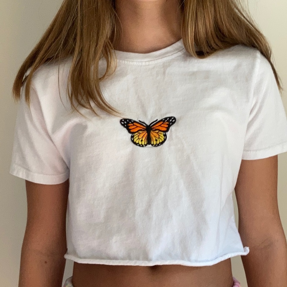 brandy melville white butterfly top